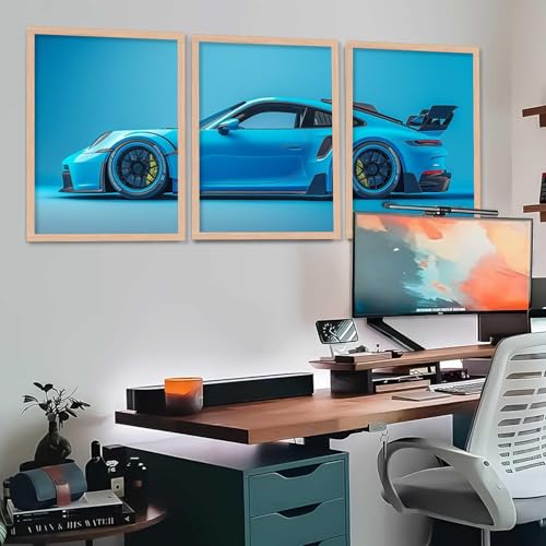 Image of TASVEE Car wall posters | set of 3 wall frames | posters for wall | Wall Decoration for Bedroom, Living Room & Office | Best Gift for Boys & Car Lovers (A8, MEDIUM 10X13, Framed)
