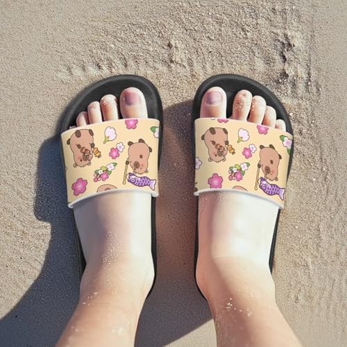 Image of Unisex Slides for Girls Boys Comfortable Slippers Slides Non-slip Shower Shoes House Fashion Thick for Indoor & Outdoor Gifts