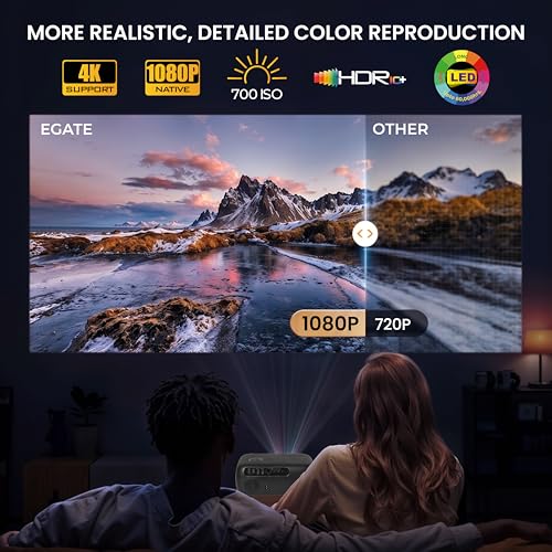 Image of E Gate K9 Pro-Max 7X + FTS Automatic Projector with Certified Netflix, Prime | 700 ISO Lumens | Full HD 1080p Native | Auto (Focus + Keystone) | 2 HDMI, 2 USB, Dual WiFi & BT | Egate