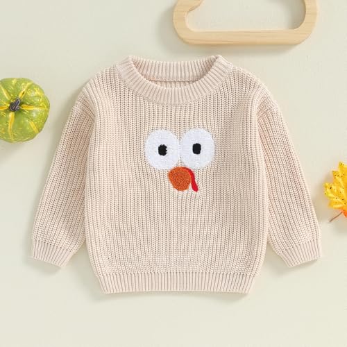 Baby Thanksgiving Outfit Toddler Boy Girl Cute Turkey Embroidery Sweater Newborn Infant Fall Winter Clothes2