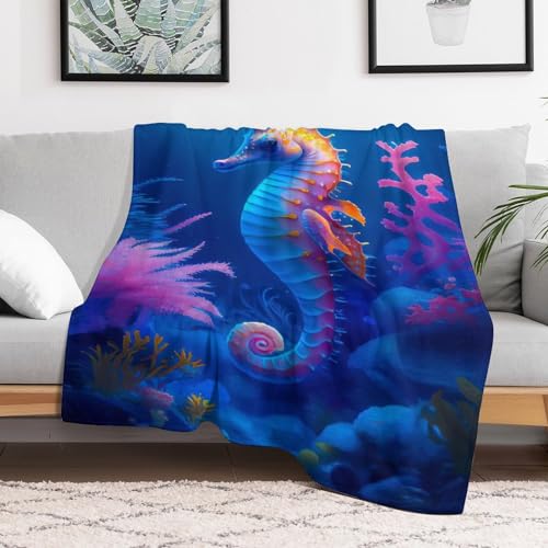 Couverture hippocampe flannel douce et chaude pour canapé 130x180cm