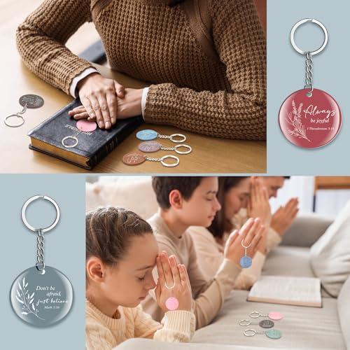 Image of Janmercy 120 Pcs Acrylic Christian Keychain Bulk Floral Bible Verse Keychain Religious Scripture Jewelry Gifts for Women Men