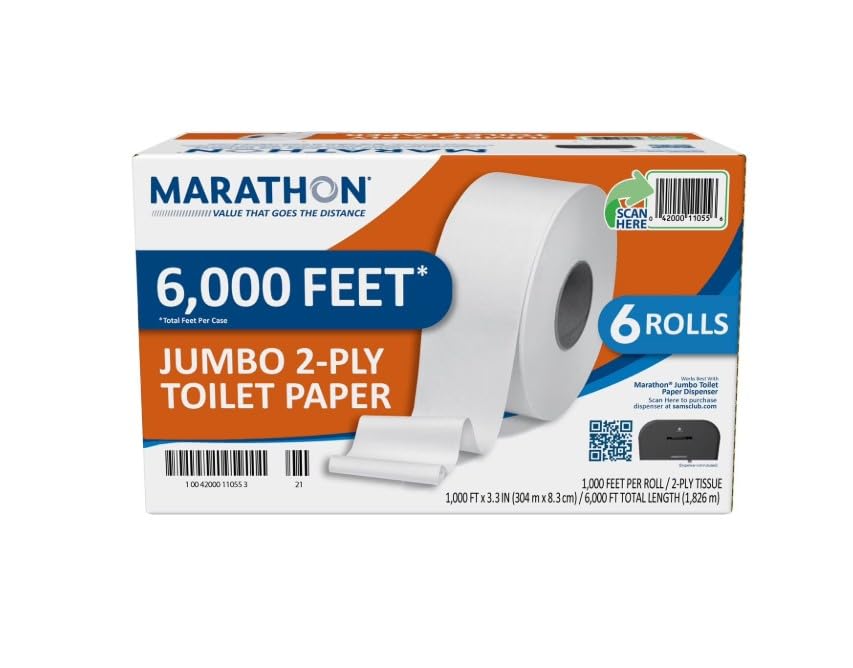Marathon Jumbo Roll 2-Ply White Toilet Paper 6 rolls 1000 ft./roll