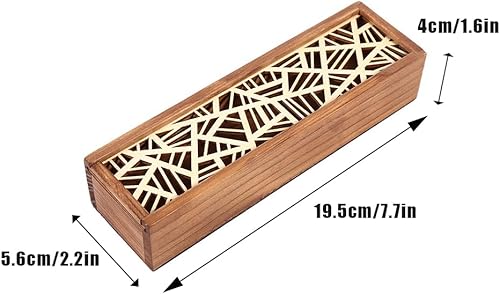 Miniatura 7 de Estuche de madera para lápices, caja de almacenamiento con tapa deslizante de madera vintage, cajas de regalo de recuerdo para pasatiempos