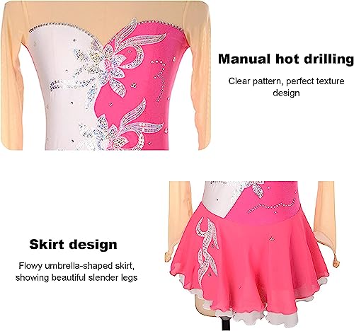 Exercício Correndo Traje de patinação de competição feito à mão de manga comprida com malha elástica