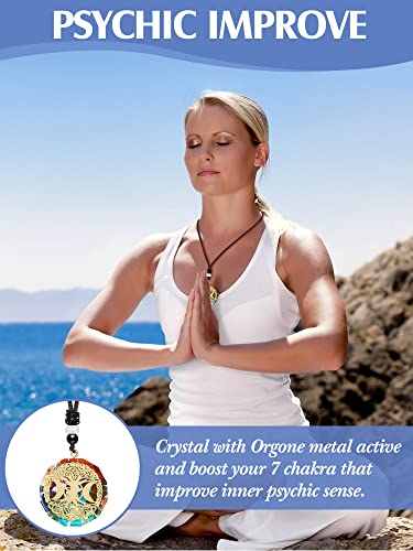 10 Pieces Chakra Necklace Orgonite Necklace Crystal Pendant Necklace Spiral Chakra Healing Energy Necklace Adjustable Reversible Pendant for Women Men,1.4 Inches4