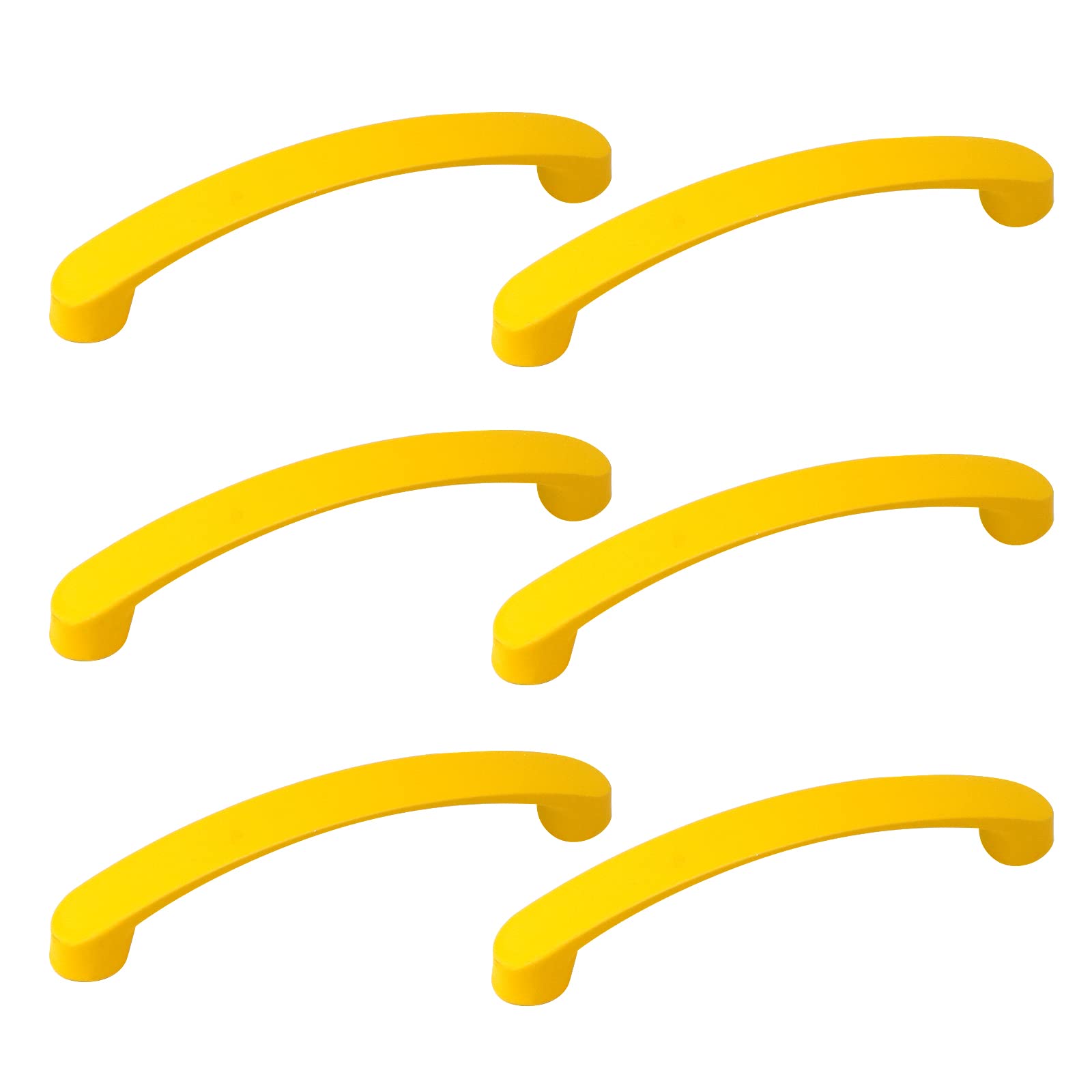 Pastlla 6pcs Yellow Aluminium Bow Pull Handles for Cabinets & Drawers (3.8" Hole Center, 4.3"x0.5"x0.87")