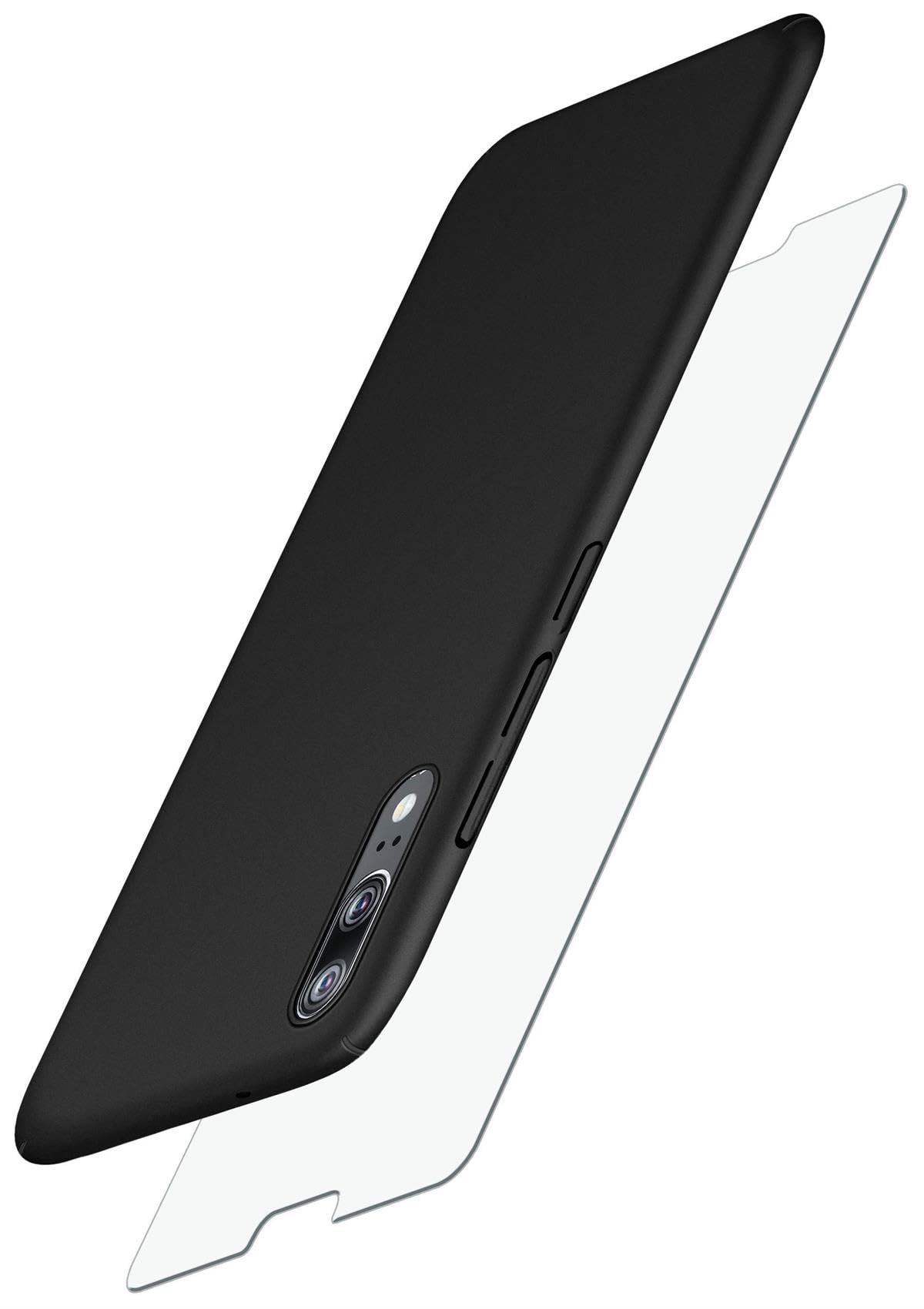 Funda Protectora Huawei P20 Lite + Cristal Templado 9H - Moex Cubierta Blindada Doble Capa - Color Bleu Noir