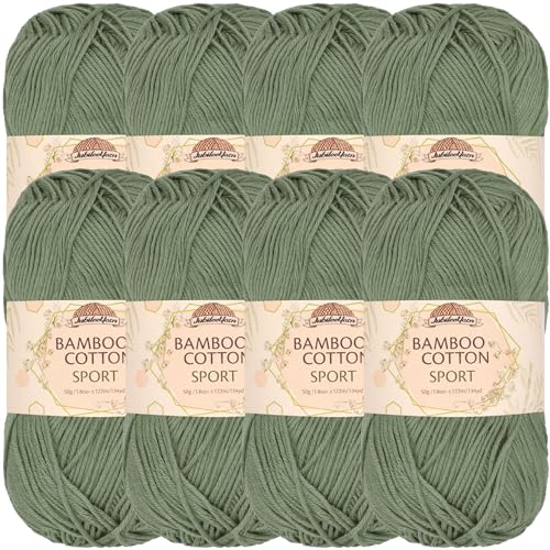 Image of JubileeYarn Bamboo Cotton Sport Yarn - 50g /Skein - Burning Sage - 8 Skeins