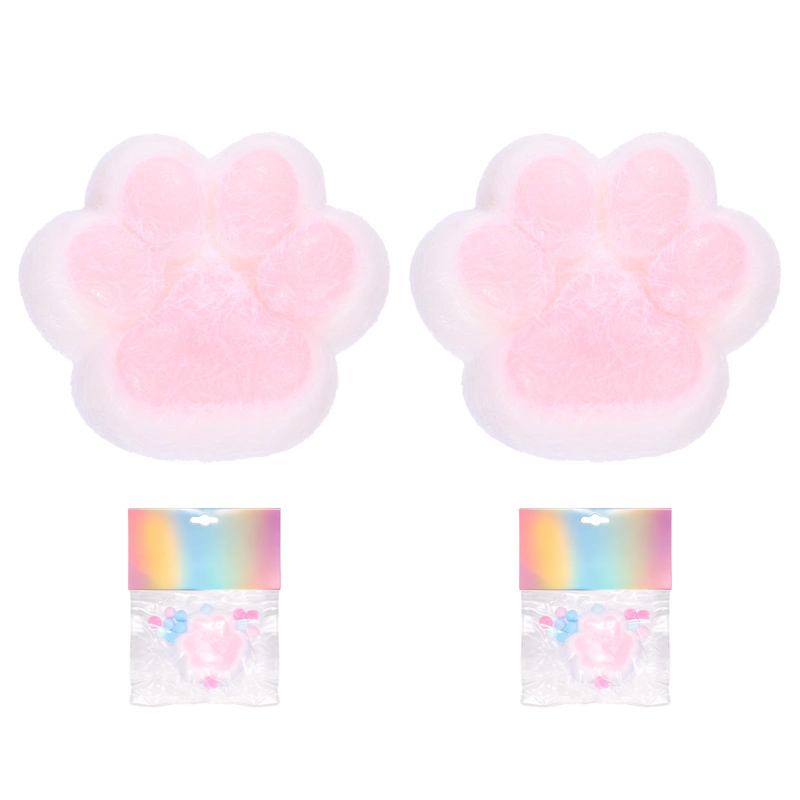 sourcing map 2.4 Inch Cat Paw Squeeze Toy, Cute Cat Paw Sensory Toy Soft Funny Fidget Toy Perfect for Stress Relieving, Party Favors & Birthday Gifts (White, 2pcs)