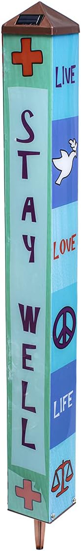 Echo Valley 3781 "The Warmth of the Sun" Spirit Pole, Vivid & Illuminating Solar Garden Pole, Red/Yellow. 3.25 x 32 inches