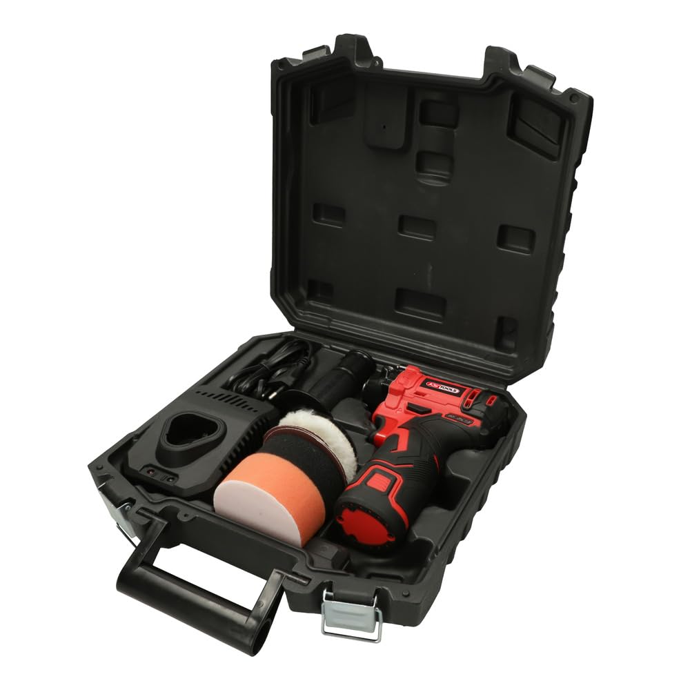 KS Tools - 515.4760F - Polisseuse sur batterie - Polisseuse voiture 12V - Avec accessoires - Pour renovation phare voiture - Efficace contre les rayures