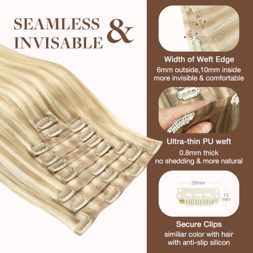 Image of GOO GOO Seamless Clip in Hair Extensions Real Human Hair Remy Extensions