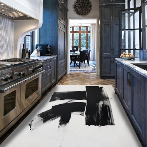 Tapis blanc noir abstrait 200x300cm de salon moderne et pliant - 5