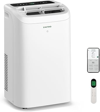 ZAFRO Portable Air Conditioners-14,050 BTU 10,050 BTU SACC Smart AC Ultra-Quiet46dB,Voice/APP/Remote,24H Timer with Fan & Dehumidifier, Easy Installation Portable AC for Bedroom, Living Room
