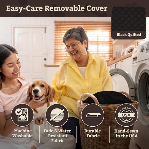 Image of Snoozer Lookout I Car Seat - Dog Car Seats for Small Dogs, Puppy Booster Bed for Small & Medium Sized Pets Up to 25 Lbs, Elevated, Washable - Medium, Black Quilted