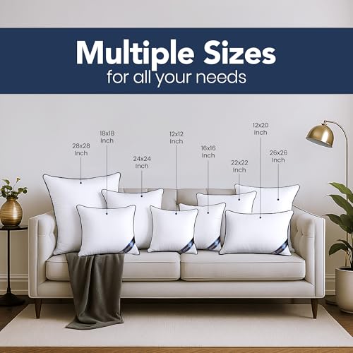 Utopia Bedding Throw Pillow Inserts (Pack of 4, White), 12 x 20 Inches Decorative Indoor Pillows for Sofa, Bed, Couch, Cushion Sham Stuffer