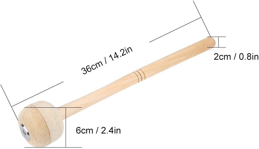 Drum Mallet, Wool Felt Drum Stick Anti-slip Bass Drum Mallet Stick Indispensable Instrument Band Accessory (2Pcs) Beige