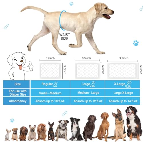 Image of Dog Diaper Liners for Dog Diapers Male and Female 100ct Super Absorption Disposable Booster Pads for Most Reusable Pet Belly Bands, Washable Puppy Diapers Female and Male Wraps