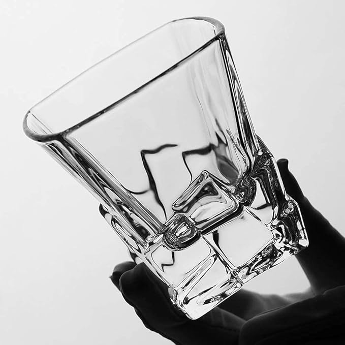 Image of PrimeWorld Whiskey Glass Set of 6 - 300ml | Premium Crystal-Clear Tumblers for Whiskey, Scotch, Bourbon, Cocktails & Spirits | Lead-Free, Heavy Base Old-Fashioned Glasses for Home Bar & Gifting
