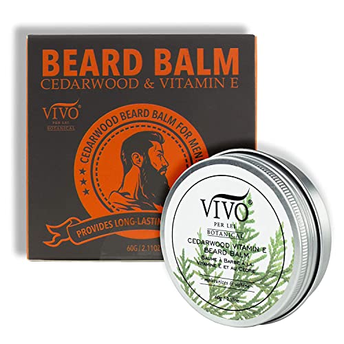 Vivo Per Lei Cedarwood Beard Balm for Men - Beard Conditioner with Argan Oil, Olive Oil and Vitamin E - Beard Styling Balm for Soft Stylish Beards - 60 g/ 2.11 Oz