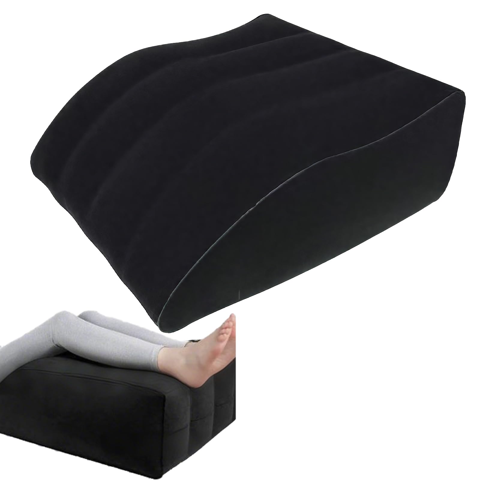 Cuscino per Gambe Gonfiabile, Cuneo per le Gambe per Dormire, per Migliorare la Circolazione e Ridurre il Gonfiore (Nero)