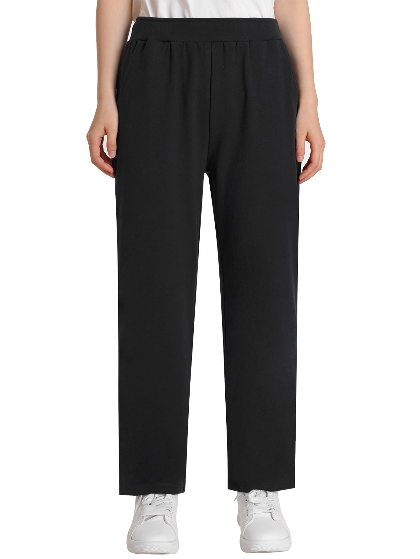 Photo 1 of Weintee Women's Petite Elastic Waist Cotton Pants for Elderly M Black