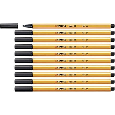 Fineliner - STABILO point 88 - Box of 10 - Black Cover