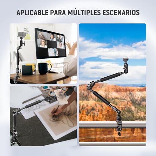 NEEWER Magic Arm Soporte para Cámara, Soporte Elevado de Escritorio para Teléfono y Micrófono, Brazo Boom Articulado de 22 Pulgadas con Abrazadera C, Roscas de 1/4" 3/8" para ARRI para Micrófono - imagen 9