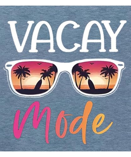 Image of Vacay Mode T Shirts for Women Summer Beach Hawaii Vacation Short Sleeve Tops Holiday Cruise Getaway T Shirts