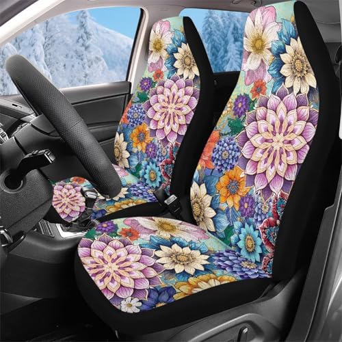 Housse de sièges auto 52x138cm fleurs bohèmes : protection confort pour siège avant de camion