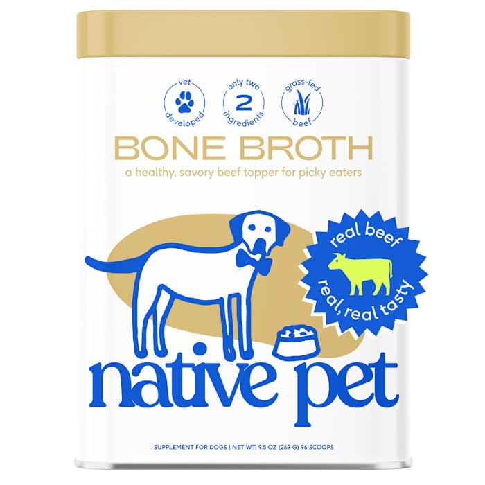 Bone Broth for Dogs and Cats - Made with Real Beef Bone Broth, Dog Food Toppers for Picky Eaters - Provides Extra Hydration & Nutrition for Joint Strength, Immunity & Heart Health-96 Scoops
