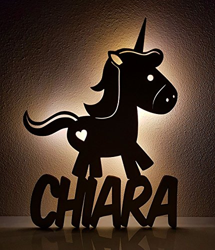 Schlummerlicht/Nachtlicht"Einhorn" personalisiert mit Namen - Optional mit Zugschalter und Lackierung