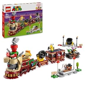 LEGO Super Mario El Tren expreso Bowser de Juguete con Figura de Personajes del Videojuego Inc. Hermano Martillo, Bum Bum, 2 Goombas, 2 Marchimotas Alados, Regalo para Niños y Niñas de 9 Años 71437