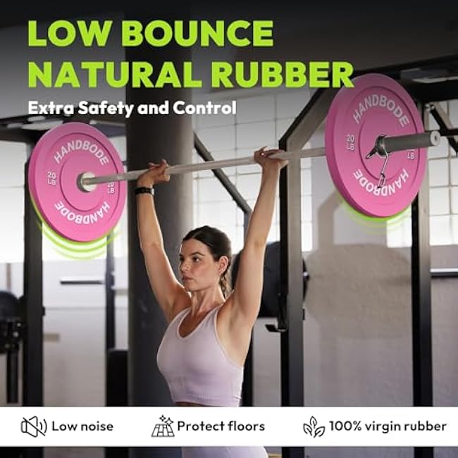 Colored Bumper Weight Plates Olympic Weight Plate Set 2-Inch, 10/15/20/25/35/45/55 lb Barbell Weight Plates Set for Home Gym, Rubber Strength Training Weights Plates for Weight Lifting