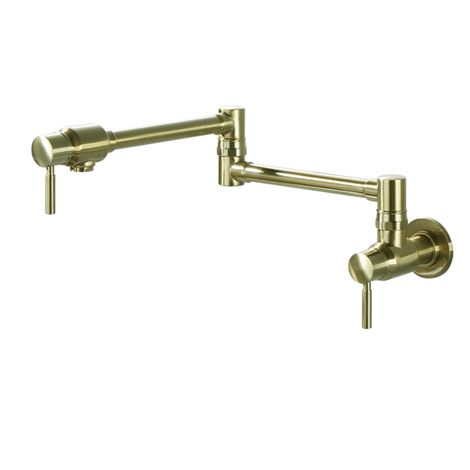 Brass Kitchen Faucet, 360° Swivel Folding Pot Filler Faucet with Double Joint Swing Arms, Wall Mounted Single Cold Kitchen Sink Faucet with 2 Han