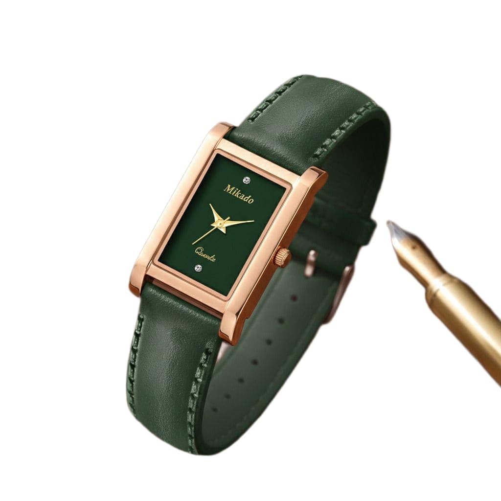 Green Classic Rectangular Analog Watch for Women and Girls-image-6