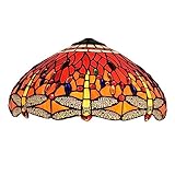 Fiunkes 18-Inch Tiffany Style Lampshade Replacement with Cap, Mediterranean Dragonfly Stained Glass Lamp Shade Only for Floor Lamps Table Lamps Pendant Lamps