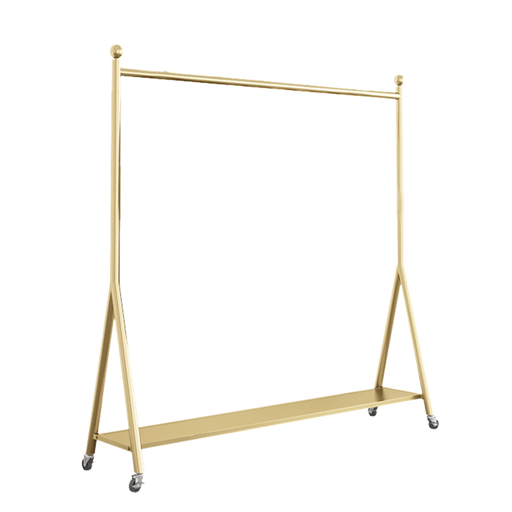 Kleiderständer, multifunktionale, abnehmbare Kleiderstangen mit offenen Rädern und Schuhregal, für Kleidung, Jacken, Rucksäcke/Gold/120 x 40 x 120 cm
