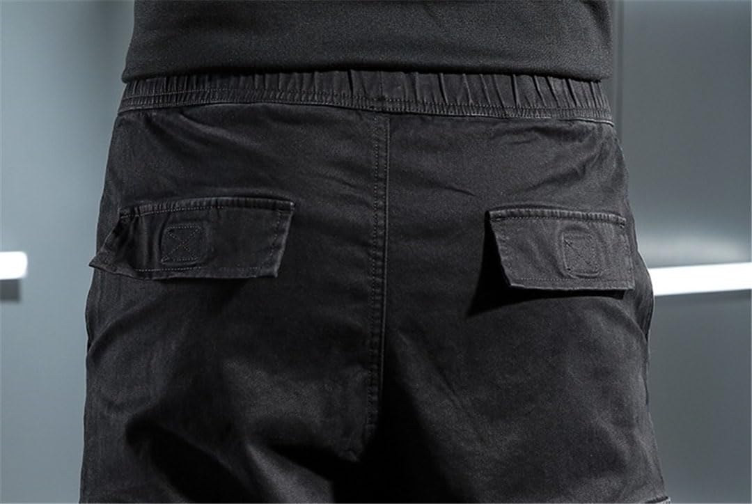 Vogrtcc Pantalones Cargo Sueltos Tácticos para Hombre, Pantalones Holgados con Cordón Y Bolsillos Grandes Elásticos De Algodón