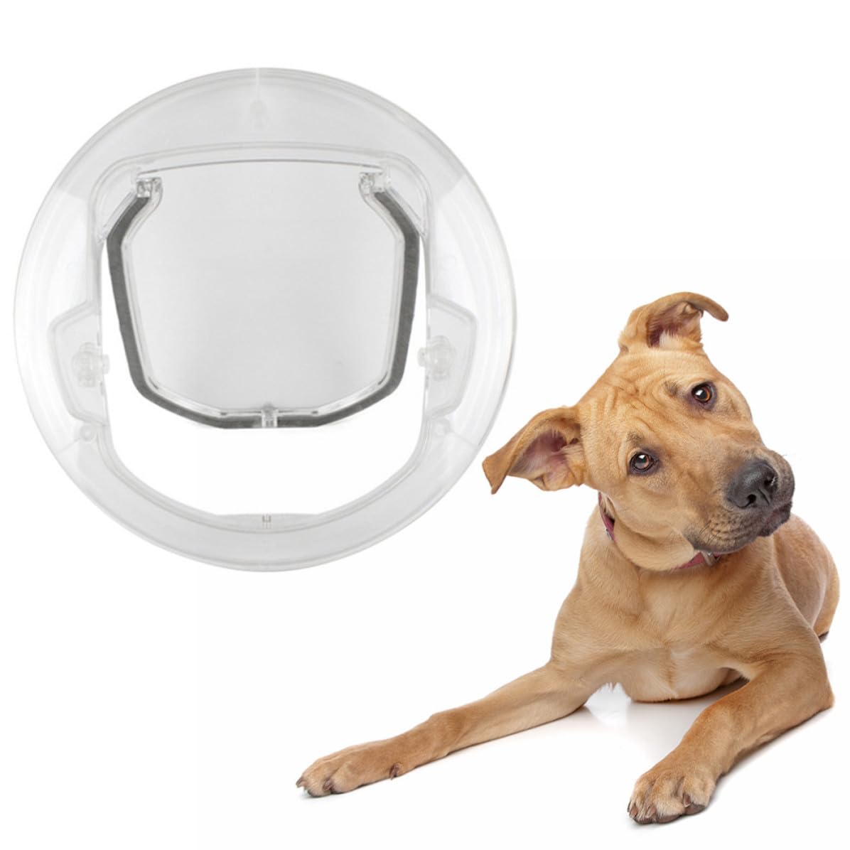 SOLUSTRE Transparente Weiße Haustiertür aus Kunststoff mit Glatter Oberfläche und Geräuschlosem Bürstenverschluss für Katzen und Kätzchen als Sicherer Katzen und Ausgang im Innenbereich