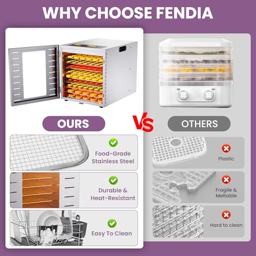 Image of Food Dehydrator for Jerky, 9 Stainless Steel Large Trays, 800W Fruit Dehydrator with Remote Control, 24H Timer and 194F Temperature Control, Food Dryer for Jerky, Herbs, Fruit, Dog Treats