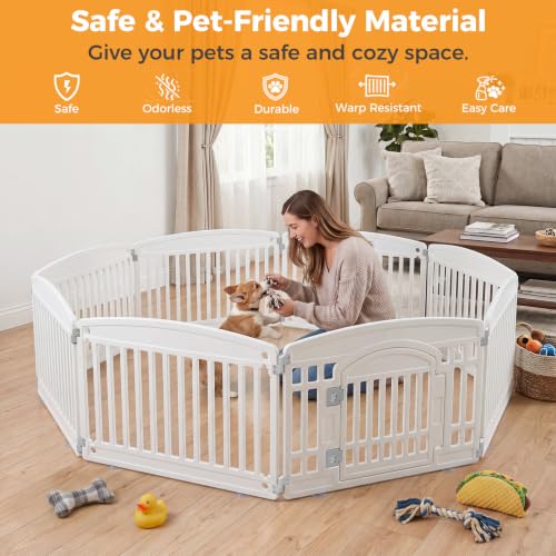 Image of NEWBULIG Dog Playpen 6-Panel, 24IN Puppy Playpen, Stable Dog Play Pen Indoors Outdoor with Secure Locking Door, Plastic Pet Fence for Small & Medium Dogs