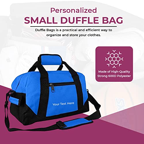 Personalized Passion Small Duffle Bag for Boys and Girls - Perfect Sized 14” Two Toned Travel Duffle - Personalized Name Sports Gym Bag for Storage - Royal Blue2
