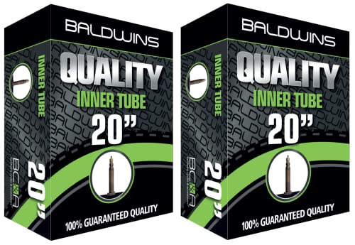 Baldwins Bike Inner Tube 20 x 1.75 to 2.125 Presta Valve & BALDY'S TYRE LEVER (Pack of 2), Black, 20 x 1.75, 1.85, 1.90, 1.95