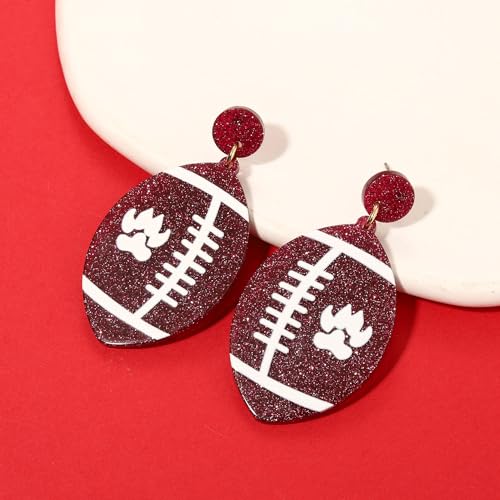 Football Earrings Game Day Acrylic Glitter Football Mom Earrings College School Sports Team Spirit Earrings Cheer Football Mom Gift2