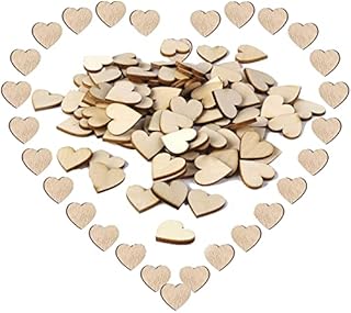100 Pieces Mini Wooden Heart for Crafting, Wood Slices Natural Wooden Love Hearts, Personalised Wooden Baubles Embellishments for DIY Wedding Birthday Party Decoration