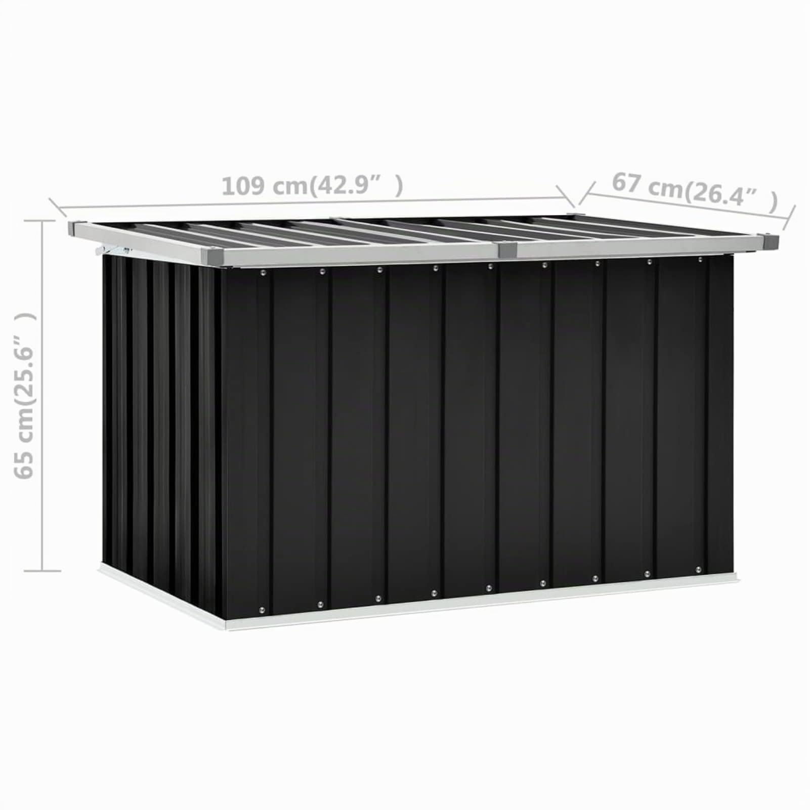IKAYAA Gartenbox aus Metall Groß Garten Auflagenbox XXL Garten Aufbewahrungsbox Gartenbox Kissenbox Gerätebox Gartentruhe für Gartengeräten Poolzubehör Spielzeug 109 x 67 x 65 cm Anthrazit