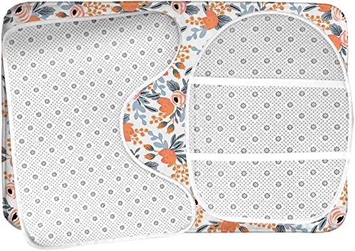 Badezimmerteppich-Set, 3-teilig, Florale Blumen, waschbare Badeteppiche, rutschfest, mit Rückenpolster, Konturteppich und Toilettendeckelbezug – Bild 6