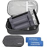 LotFancy Insulin Cooler Travel Case, Insulated Diabetic Medication Cooling Bag with 2 Ice Packs and Temperature Strip - Insulin Pens and Diabetic Supplies Organizer Kit